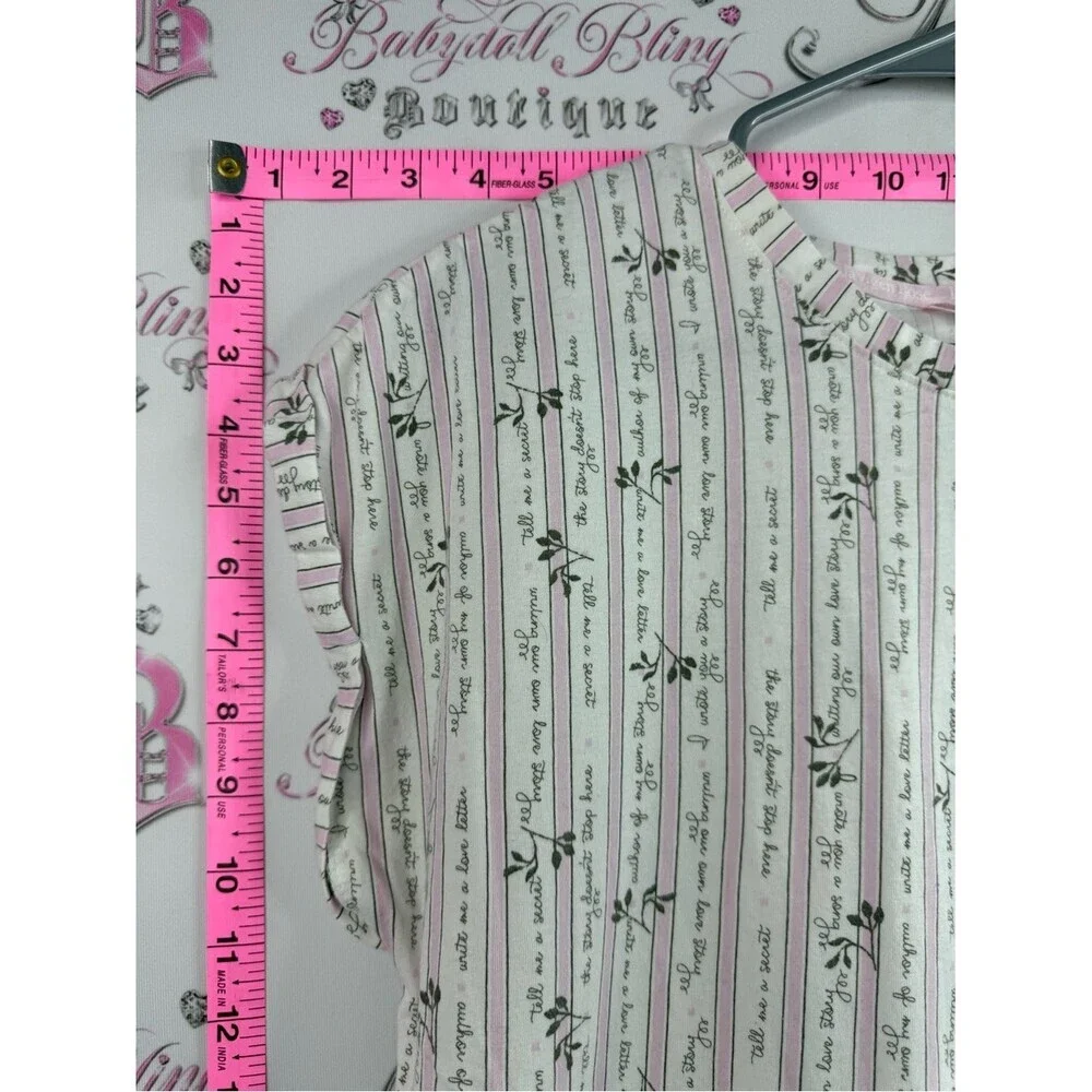 La Vie En Rose night gown dress flowers Cream and Pink Floral Stripe Nightshirt